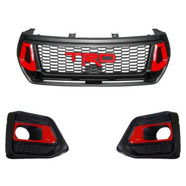 Toyota Hilux/Rocco Grill (TRD Logo/LEDs) with Foglight Covers 2018